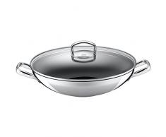 Silit 2137264446 Wok avec Couvercle, Acier Inoxydable, Argent, 36 cm