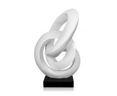 Arte Dal Mondo D6542PW Flux continu Sculpture Abstraite en rÃ©sine laquÃ©e avec Base en marbre, White, 65x40x42 cm