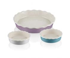 Fearne par Swan Plats à Tarte en céramique, Grès, Couleurs Assorties, 33 x 16 x 36 cm, Lot de 3