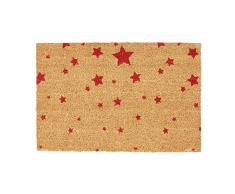 Relaxdays Paillasson fibres de coco tapis de sol 60x40 dessous caoutchouc antidÃ©rapant PVC ETOILES porte entrÃ©e nature tapis entrÃ©e terrasse garage jardin, rouge