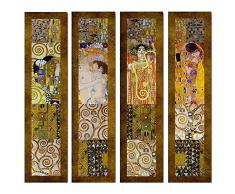 Legendarte Tableau, Impression sur Toile - Peintures De Klimt - Composition 1 - cm. 100x100 (4 Panneaux)