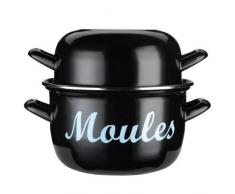 Kitchen Craft KCMPMED Mediterranean Marmite Ã Moules, Acier Ã©maillÃ©, Noir, 18 cm