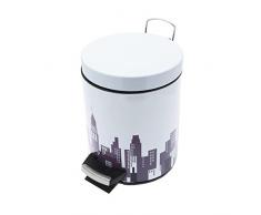 Frandis P356067 Poubelle Ã PÃ©dale MÃ©tal avec Seau Plastique DÃ©coration City 3 L 17 x 17 x 24,5 cm