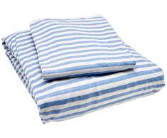 AmazonBasics Parure de lit en jersey, rayures, - 260 x 240 cm / 65 x 65 cm, Bleu