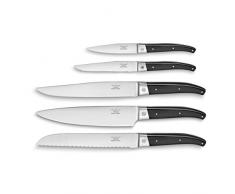 Lou Laguiole 866000B000KS3 Pro Set 5 couteaux de chef, Acier inoxydable/Manche Noir, 45 x 9 x 4,5 cm