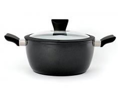 Berghoff Eclipse Anti-adhÃ©sif avec revÃªtement en cÃ©ramique Induction Marmite avec Couvercle, Noir, 24Â cm/4.6Â litres