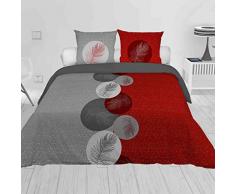 Soleil docre Luna, Parure, Housse de Couette, Coton, Rouge, 140 x 200 cm