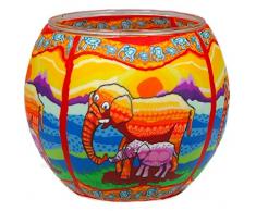 Him CC215 photophore Verre Ã©lÃ©phant (Elefants), Multicolore, 11x11x9 cm