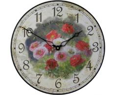 Roger Lascelles Horloge Murale en Bois avec Coquelicots