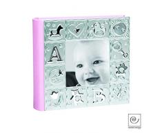 MASCAGNI - Album photo avec cadre en métal à 2 tons - 100 photos - 10x15cm - Rose - Similicuir - Avec Mémo - Rectangle