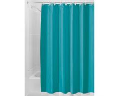 InterDesign rideau de douche tissu impermÃ©able, 183,0 cm x 183,0 cm rideau douche en polyester, rideau textile lavable ourlet renforcÃ©, turquoise