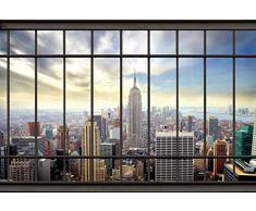 Scenolia Papier Peint Intissé New York Depuis le Bureau 4 x 2,70m - Décoration Murale Effet Trompe lâOeil - Revêtement Panoramique Tapisserie XXL - Pose Facile et Qualité HD