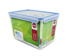 Emsa 508549 Boîte alimentaire rectangulaire avec couvercle, 10.8 Litres, Transparent/bleu, Clip & Close