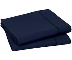 Blanc des Vosges Uni 57 Fils Housse de couette - Coton - Marine - 240x220 cm
