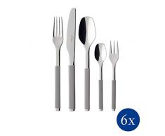 Villeroy & Boch S+ Taupe Couverts de table pour 6 personnes, 30 piÃ¨ces, Inox, Manche recouvert de silicone gris