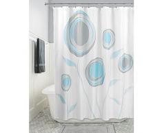 InterDesign Marigold rideau douche, rideau de baignoire Ã Åillets 183,0 cm x 183,0 cm en polyester, rideau de bain Ã motif floral, bleu clair/vert