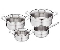 Tefal E891S7 Jamie Oliver Brushed Set de 7 casseroles comprenant 3 casseroles avec couvercle 16 cm, 20 cm, 24 cm, 16 cm