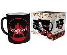 God Of War Kratos Tasse avec Effet Thermique Noir avec Motif et Inscription en Anglais