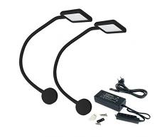 Emuca 5014917 Set de 2 Applique Murale Rond Ã CarrÃ© de Cygne Flexible avec 2 Ports USB, Noir