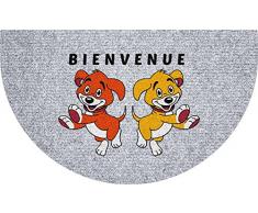 ID Mat Tapis Paillasson, Fibres de polypropylÃ¨ne aiguilletÃ© sur Semelle Gel Latex avec Flocage, Gris, 45 x 75 cm