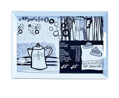 Zeller 26665 Plateau de Service Café 50x35cm en mélamine, Noir/Blanc, 50 x 35 x 22 cm