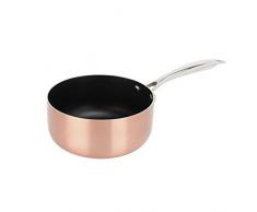 Sitram 711924, Casserole ALUCOPPER diam. 18 cm en aluminium pressé couleur CUIVRE - manche thermorésistant en inox riveté - revêtement noir anti-adhérent sans PFOA - tous feux dont induction