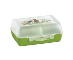 Emsa 513791 VARIABOLO, Boîte à goûter enfant, cloisons amovible, 16x11x7cm, vert, Animaux de la ferme