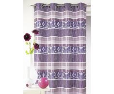 HomeMaison Rideau en Jacquard à Rayures Horizontales colorées 100% Polyester , Beige