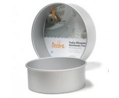 Decora 0062613 Moule Professionnel Aluminium ANODISE Rond Ã CM 25 X 10 H, MÃ©tal, Argent/Noir, 25 x 10 cm