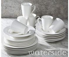 Waterside Service de Table en Porcelaine Fine, Porcelaine, Blanc, Taille Unique