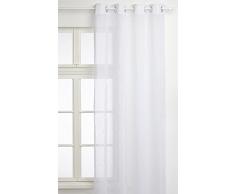 Linder 0167 /10/375AB Voilage Lin Raye Blanc Oeillets Alu Brossé 145 x 260 cm