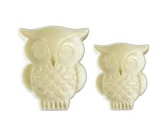JEM 1102EP015 Lot de 2 Moule en Forme de Hibou pour Décoration de Gâteaux, Plastique, Blanc, 4,5 x 2 x 5,5 cm