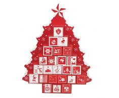 The Christmas Workshop 86140 Calendrier de lavent en Bois en Forme de Sapin avec tiroirs, Rouge/Blanc