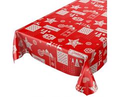 ANRO Nappe en Toile cirÃ©e Lavable Motif NoÃ«l Rouge 180 x 140 cm