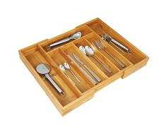 axentia Organiseur de Couverts en Bois pour tiroir â Extensible de 31 à 48,5 cm en Bambou 5 à 7 Compartiments