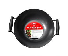 Anika 30,5Â cm Twin Ã Deux Xylan avec revÃªtement Anti-adhÃ©sif Wok, Aluminium, Noir, 36Â x 30.5Â x 14Â cm