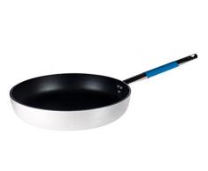 Pentole Agnelli Ligne Cookware System PoÃªle Ã©vasÃ©e Haute Ã Sauter avec Manche Tubulaire INOX Radiant Cool, Bleu Poisson 24Â cm Argento/Azzurro Pesce