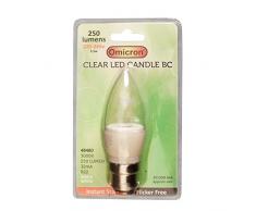 Omicron 48480Â B22Â 3,5Â W LED Bougie BC Ampoule Ã Ã©conomie dÃ©nergie, blanc transparent