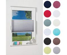 K-Home Palma Store plissÃ© avec systÃ¨me Klemmfix, Gris, 80 x 210 cm