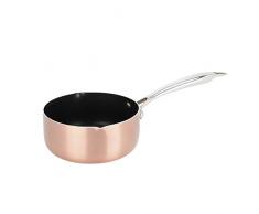 Sitram 711923, Casserole ALUCOPPER D16 cm en aluminium pressé couleur CUIVRE - manche thermorésistant, bec verseur - revêtement noir anti-adhérent sans PFOA - tous feux dont induction