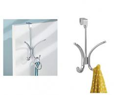 InterDesign Axis porte-manteau Ã suspendre avec 4 crochets, crochet compacte en mÃ©tal sur porte pour vestes, chapeaux, sacoches ou serviettes, argentÃ©