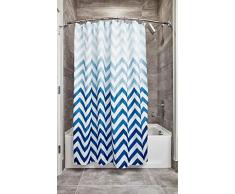 InterDesign Ombre Chevron rideau de douche textile, 183,0 cm x 183,0 cm rideau douche et baignoire en polyester, rideau avec motif en zigzag, bleu