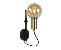 Lucide 45278/01/30 Applique murale, Acier, E27, 60 W, Noir, Or Mat