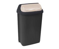 keeeper 2053709 Poubelle Roll-Top 10 l en Graphite/crÃ¨me, Plastique, 25,5 x 19 x 39 cm