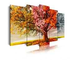 Dekoarte 401 - Tableau moderne sur toile montÃ© sur cadre en bois 5 piÃ¨ces, nature arbre quatre saisons, 150x80cm