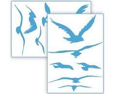 Sticker Genie Lot de 12 Autocollants pour Protection Contre Les Oiseaux et Les Oiseaux Bleu Clair