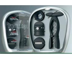 AdHoc Kit Accessoires à vin Wine Tool Kit composé de Tire-Bouchon, Coupe-Capsule, antigouttes et Bouchon de Bouteille dans Emballage Cadeau
