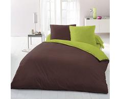 Home Linge Passion Parure de Couette 3 PiÃ¨ces, Microfibre, Chocolat-Anis, 220x240 cm