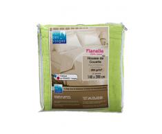 Nuit des Vosges 2141818 Caen Housse de Couette Flanelle Unie/Coton Vert Pomme 140 x 200 cm