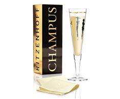 RITZENHOFF Champus Verre à champagne design en cristal 200 ml avec pièces élégantes dorées et platillons